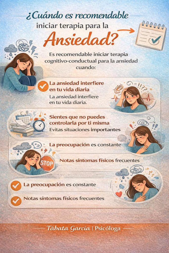 cuando es recomendable iniciar una terapia para la ansiedad Terapia cognitivo-conductual