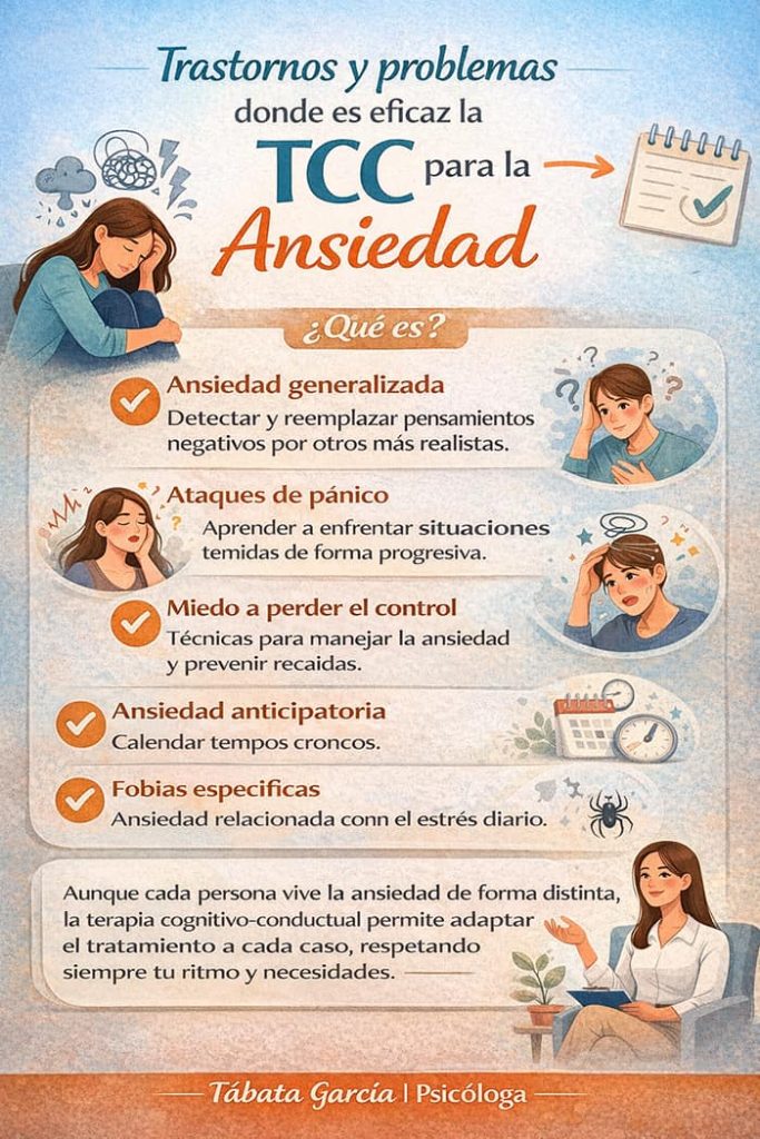 ¿Para qué tipos de ansiedad es eficaz la TCC?